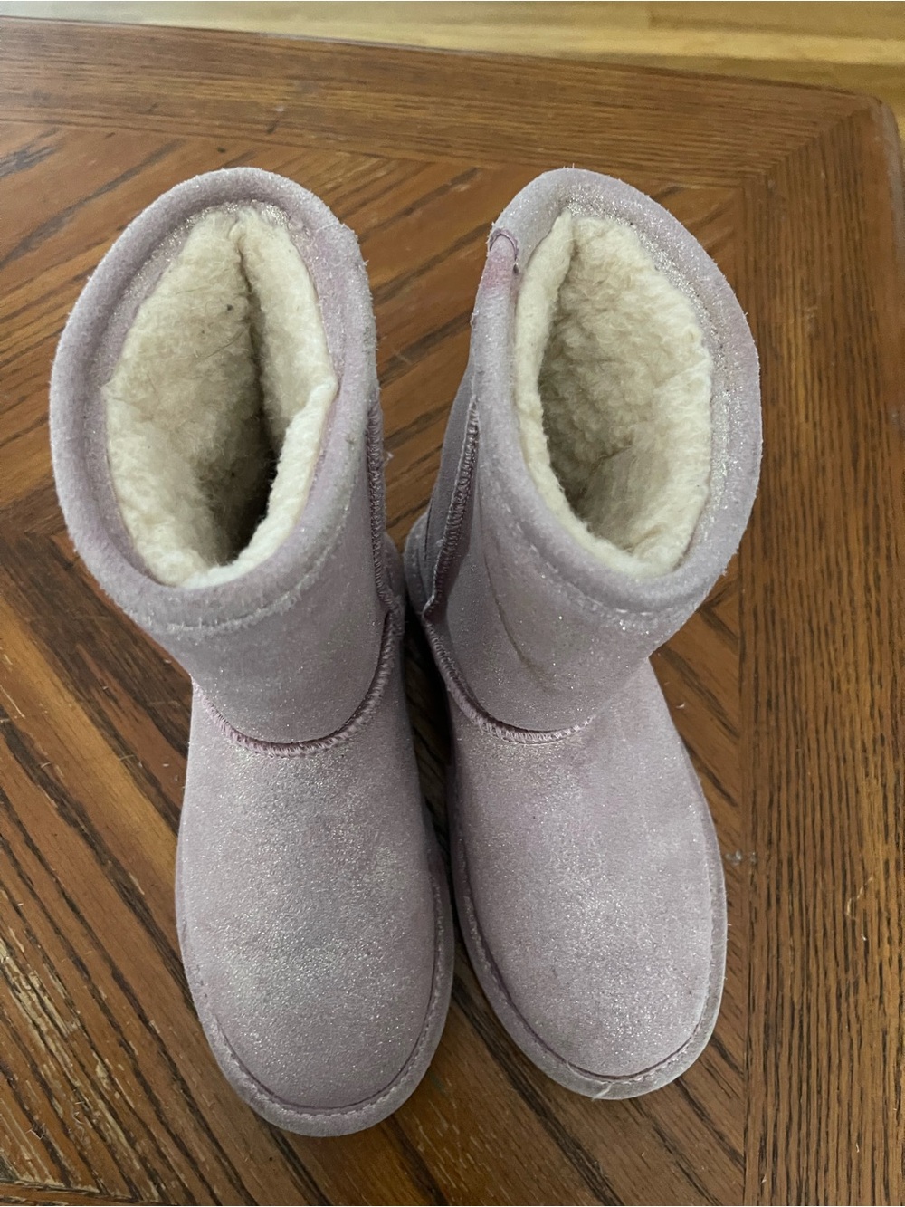 BearPaw Kids Plush-Lined Glittery Light Pink Boots